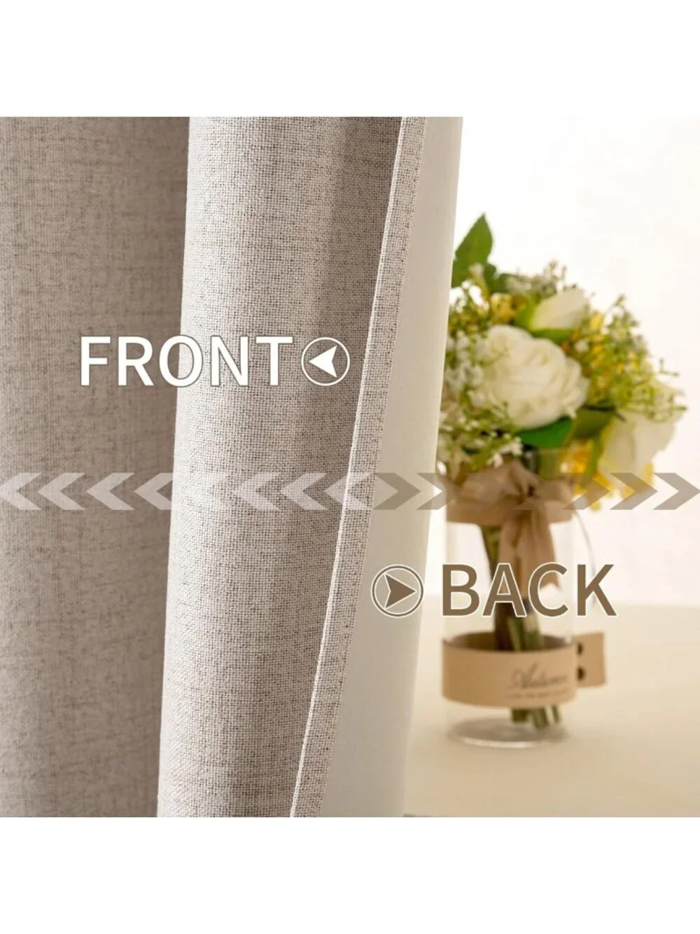 100% Blackout Linen Textured Curtains - Thermal Insulated Room Darkening Drapes
